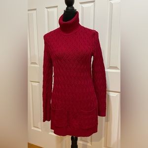 Jeanne Pierre Red Cable-knit Tunic Sweater Size Small